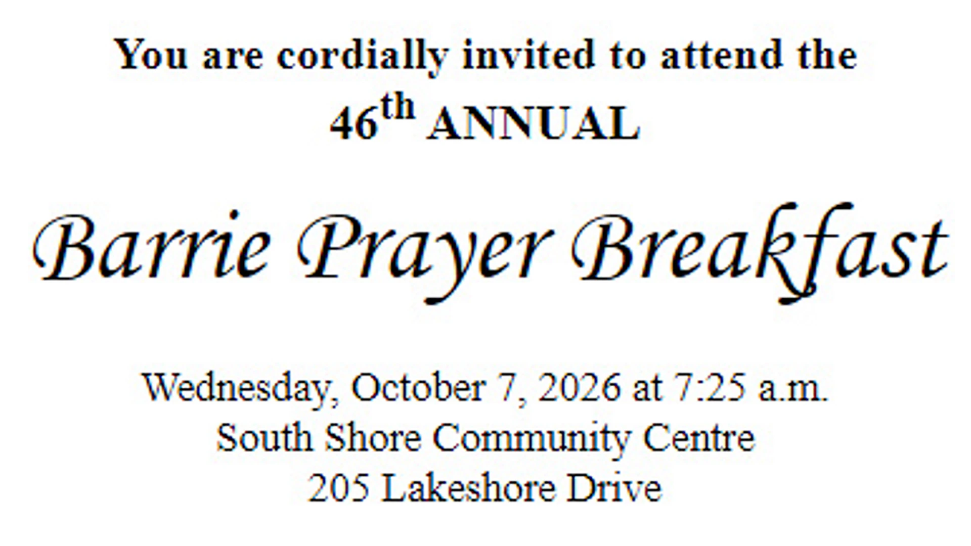 Barrie Prayer Breakfast